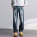 Elastic Autumn New Jeans Men's Fit Straight Loose Trendy Brand American Washed Middle Waist Youth American Retro_mkmklike.com