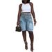 Women's Clothing Spring and Summer New Denim Ripped Straw Washed Work Pocket Jeans_mkmklike.com