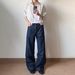 14oz Black Striped Raw Denim Jeans – Vintage Washed Straight-to-Flare Wide Leg Pants (S-XL, 80% Cotton, Retro A-Line Silhouette)_mkmklike.com