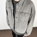 American Vujade Kenijima Style Boxy Short Width Washed Grey Denim Korean Version Jacket_mkmklike.com