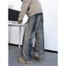 Men's Clothing Men's Trendy Straight Leg Jeans Heavyweight Casual Pants High End Washed Distressed Style Spring Autumn_mkmklike.com
