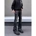 Vintage High-Waisted Flared Jeans – 70s Retro Pleated Denim For Men & Women (S-3XL, Washed Black, Stacked Silhouette)_mkmklike.com