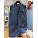 High End Korean Casual Loose Sleeveless Denim Dress For Women In Summer, Super Beautiful, Unique And Beautiful Mid_mkmklike.com