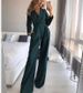 Women's long skirt jumpsuit slanted placket mid-waist temperament commuting jumpsuit_mkmklike.com