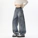 High Street Deconstructed Multi-pocket Jeans For Men, Autumn Trendy Design Wide-leg Pants, American-style Washed_mkmklike.com