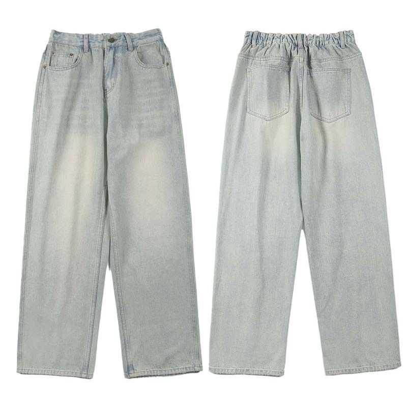 Men's Vintage Washed Light Blue Jeans – Classic Straight Leg Denim Pants For Cleanfit & Streetwear_mkmklike.com