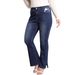Women's Long Stretchy Slim Fit Flared Pants with Slits Washed Denim Jeans European American Style Cross Border E-commerce_mkmklike.com