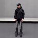 Vintage Washed Black-Grey Slim Fit Bootcut Jeans For Men - High Street Vibe, Straight Leg, Stretch Denim Pants_mkmklike.com
