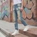 Men's Distressed Straight Leg Jeans Vintage Street Style Summer_mkmklike.com