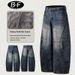 2025 Spring New American Street Style Patchwork Design Jeans, Loose And Casual, Unisex Couple's Ins Trousers_mkmklike.com