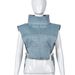 European And American Women's Clothing 2025 Spring New Fashion Lace Stand Collar Casual Denim Vest Top_mkmklike.com