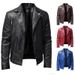 Men's PU Leather Jacket Men's Stand Collar Punk Motorcycle Leather Jacket_mkmklike.com