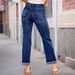 Women's Mid-Rise Stretch Denim Jeans – Comfortable Straight-Leg Ripped Pants For Casual & Daily Wear_mkmklike.com