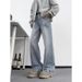 Men's Clothing Men's Blue Flared Jeans High Street Style Loose Casual Pants For Teenagers Spring For Formal & Casual_mkmklike.com