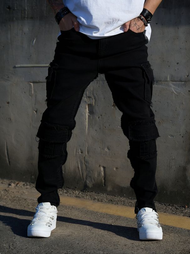 Men's Trendy Brand Cargo Pants Loose Fit Multi Pocket Versatile Stretch Casual Trousers American Style_mkmklike.com