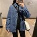 Chicco Chicco Street Style Workwear Denim Jacket Women, Spring And Autumn New Korean Version, Plus Size Loose Long Sleeve Casual Shirt_mkmklike.com