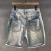 Men’s Relaxed Fit Denim Shorts – Vintage Washed, Graffiti-Inspired, Straight-Leg (Sizes 28-38, Cotton Blend, Mid-Thigh, Casual Summer Style)_mkmklike.com