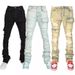 Men's Clothing Men's Straight Leg Denim Workwear Pants Fashionable Style Elastic Waist Hole Design Layered Flared Jeans_mkmklike.com