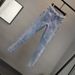 Women's High Waist Rhinestone Embellished Stretch Jeans - Slim Fit Straight Leg Ankle Length Denim Pants For Casual & Office Wear_mkmklike.com
