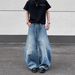 Cross Border American Style Stylish Washed Trendy Curved Blade Jeans For Men, Loose Wide Leg, Draped Silhouette, Sickle Shaped Floor Length Pants_mkmklike.com