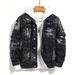 High Street Cool And Stylish Splatter Painted Denim Jacket For Men, Street Fashion Brand, Hip Hop Loose Casual Workwear Jacket, Men's Denim Coat_mkmklike.com
