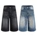 Trendy American Brand Slimming Wide Leg Pants Washed Heavily Beaded Niche Design Straight Leg Jeans for Men And Women_mkmklike.com