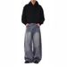 Vintage American Distressed Denim Jeans For Men - Relaxed Straight Leg Wide Cut Retro Style Comfortable Cotton Pants_mkmklike.com