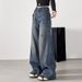 American Retro Wide-leg Jeans For Women, Spring And Autumn, Plus Size, Stylish High-waisted, Loose, Casual, Floor-length_mkmklike.com