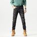 Men's Stretch Slim Fit Straight Leg Jeans With Retro Distressed Patchwork Design, Comfortable Cotton Denim For Casual Wear_mkmklike.com