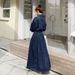 Denim Skirt Early Autumn To Ankle Thin A-Line Large Dress High Waisted, Stylish, Slimming And Chubby Mm Long Sleeves_mkmklike.com
