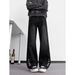 Men's High-Waisted Wide-Leg Jeans Vintage Washed Black Blue Denim Straight Loose Fit Flowy Hem Urban Streetwear Casual Hipster Style_mkmklike.com