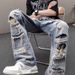 American Street Ripped Jeans Men's Design Sense Niche High Street Pants Trendy Brand Summer New Beggar Pants_mkmklike.com