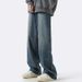 Nordmann Spring And Autumn Men's Jeans American High Street Loose Straight Casual Long Japanese Retro Washed Distressed Wide-Leg_mkmklike.com