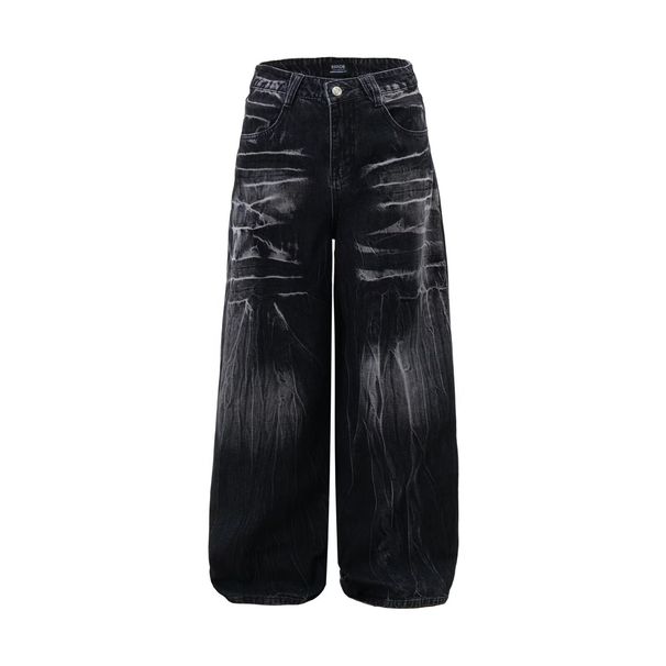Men's Clothing American Street Fashion Washed Fission Cat Whisker Retro Straight Jeans For Men And Women Trendy Brand Loose Casual Wide Leg Trousers_mkmklike.com