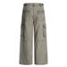 Punk Washed Vintage Denim Cargo Men's Deconstructed Design Multi-Pocket Straight Wide-Leg Pants Trendy_mkmklike.com