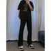 Nordmann Black Flared Jeans For Men, Autumn Winter Loose Straight Casual Pants, Fleece Lined And Thickened, American Hip Hop_mkmklike.com