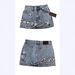Women's Clothing Retro Fashionable Short Skirt Hip Hop Letter Embroidery Retro Blue Denim Skirt_mkmklike.com