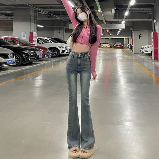 High-waisted Flared Jeans For Women, Spring And Autumn 2026 New Style, Slimming, Figure-flattering, Stretchy,_mkmklike.com