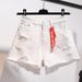 Women's High Waisted Denim Shorts Summer 2024 Style Loose Fit Ripped Slimming Versatile Wide Leg A-Line Hot Pants_mkmklike.com