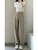 K Women's Trousers, Pear-shaped Figure, Women's Khaki High-waisted Straight-leg Jeans, Large Size Loose_mkmklike.com
