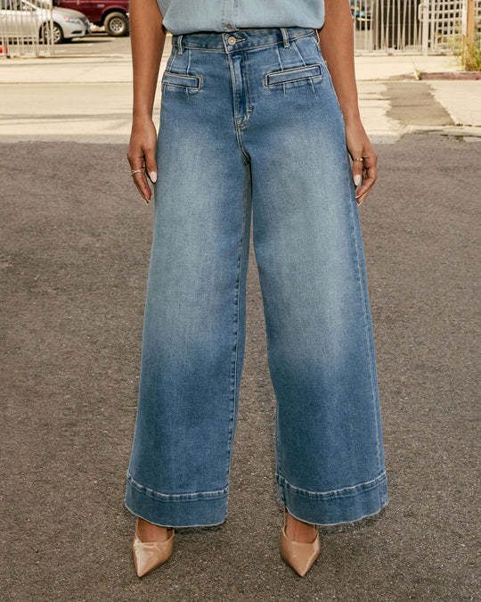 Women's High Waist Straight Leg Jeans - Stretchy Wide Fit Denim Pants With Vintage Wash, Slimming & Comfortable, Sizes S-XXL_mkmklike.com
