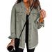 Women's Distressed Denim Shirt Jacket With Raw Hem - Vintage Washed Cotton Overshirt For Casual Streetwear_mkmklike.com