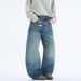 Men's Retro Washed Whisker Texture Curved Jeans American Style Unisex Baggy Wide Leg Trousers_mkmklike.com