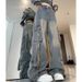 Trendy High Street Cargo Pants Women Multi-pocket 2025 Autumn Washed Y2k Baggy Jeans Women High Waist Wide-leg Denim Trousers_mkmklike.com