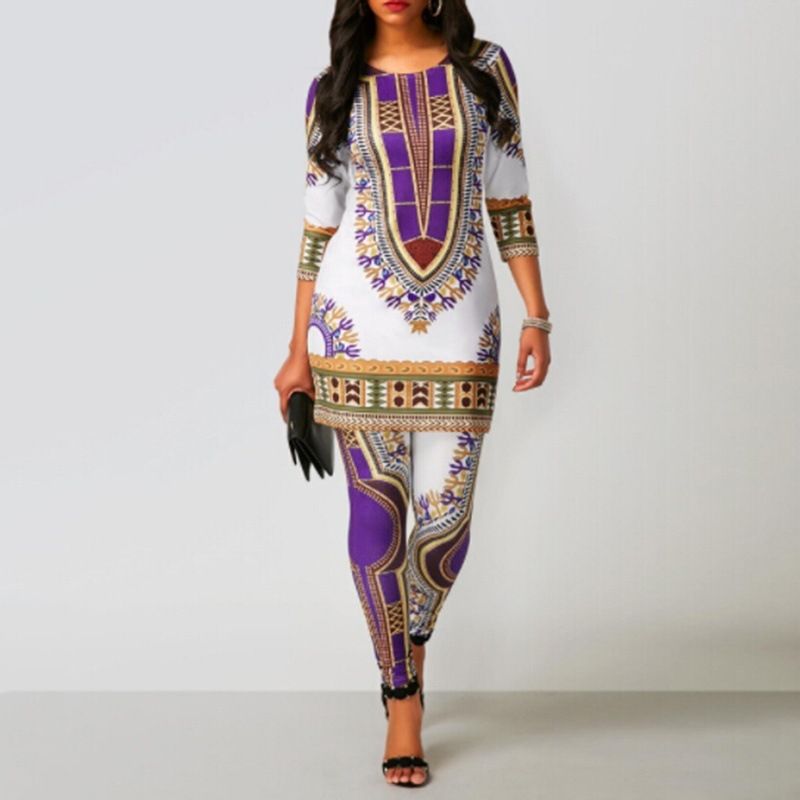 Women'S Clothing Printed African Daxi Jifu Folk Style Fashion Casual Suit_mkmklike.com