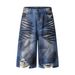 Men's Clothing Street Personality Cat Whisker Dirty Old Hole Wide Leg Jeans Loose Embroidered Wide Leg Pants_mkmklike.com