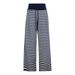 Autumn Winter Striped Loose Comfortable Long American-style Blue And White Drawstring Elastic Casual Pants, Stylish_mkmklike.com