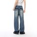 Men's Washed Blue Wide Leg Jeans – Retro American Street Style With Hand-Painted Details (S-XL)_mkmklike.com