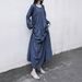 Homemade Sand Washed Denim Cotton Three Piece Sleeved Dress, Long Artistic Dress For Children_mkmklike.com