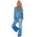 Women's Casual Fashion Elastic Loose Denim Two Piece Set European American Style Microfiber Outerwear_mkmklike.com